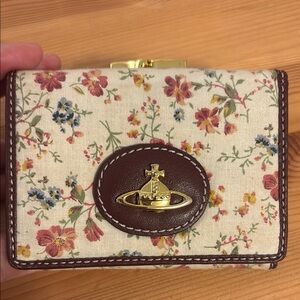 Vivienne Westwood Cream and Brown Wallet with Floral Design